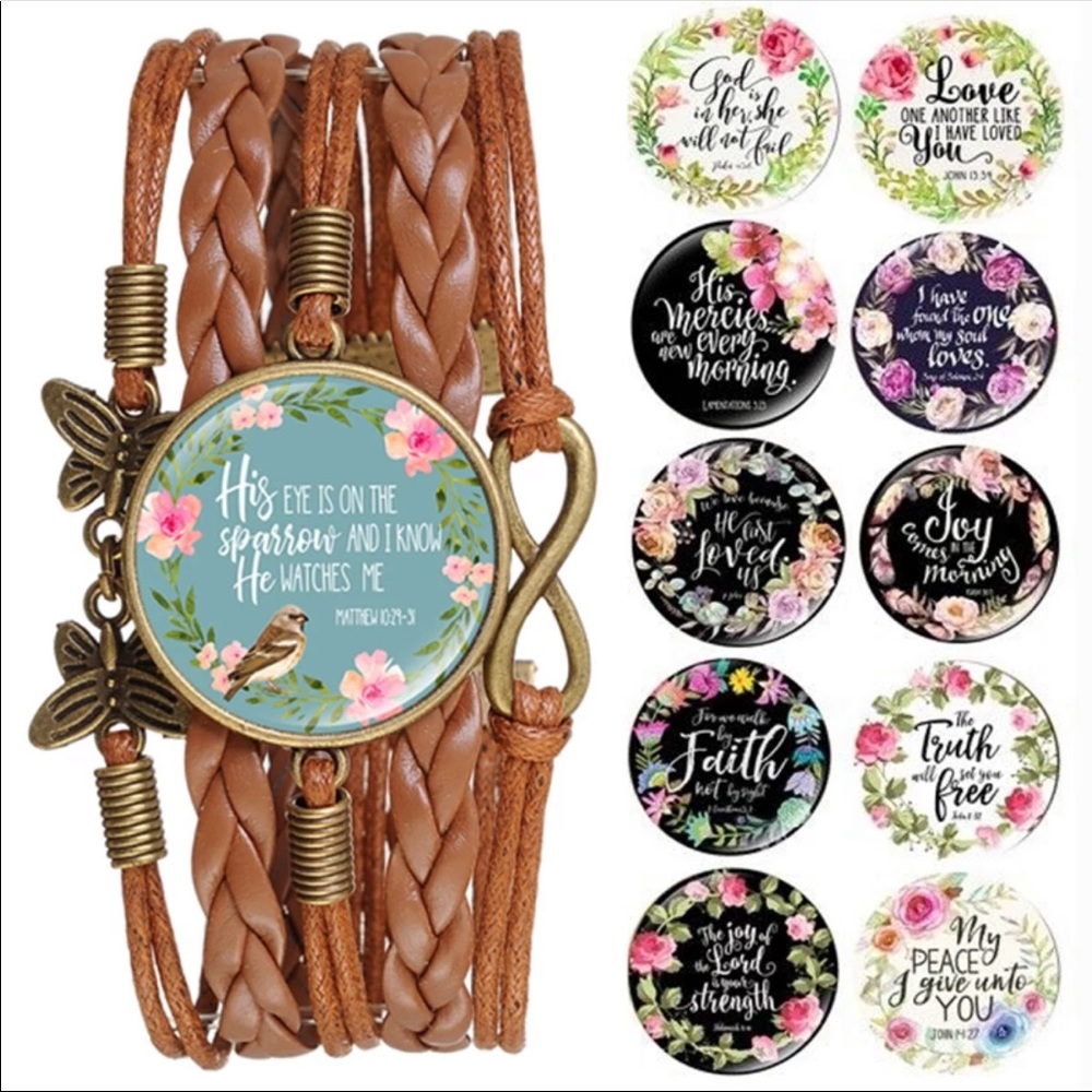 Leather Bible Verse Bracelet